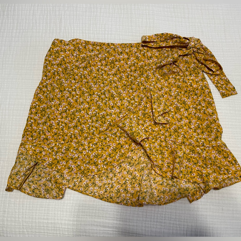 Floral Yellow Wrap Skirt